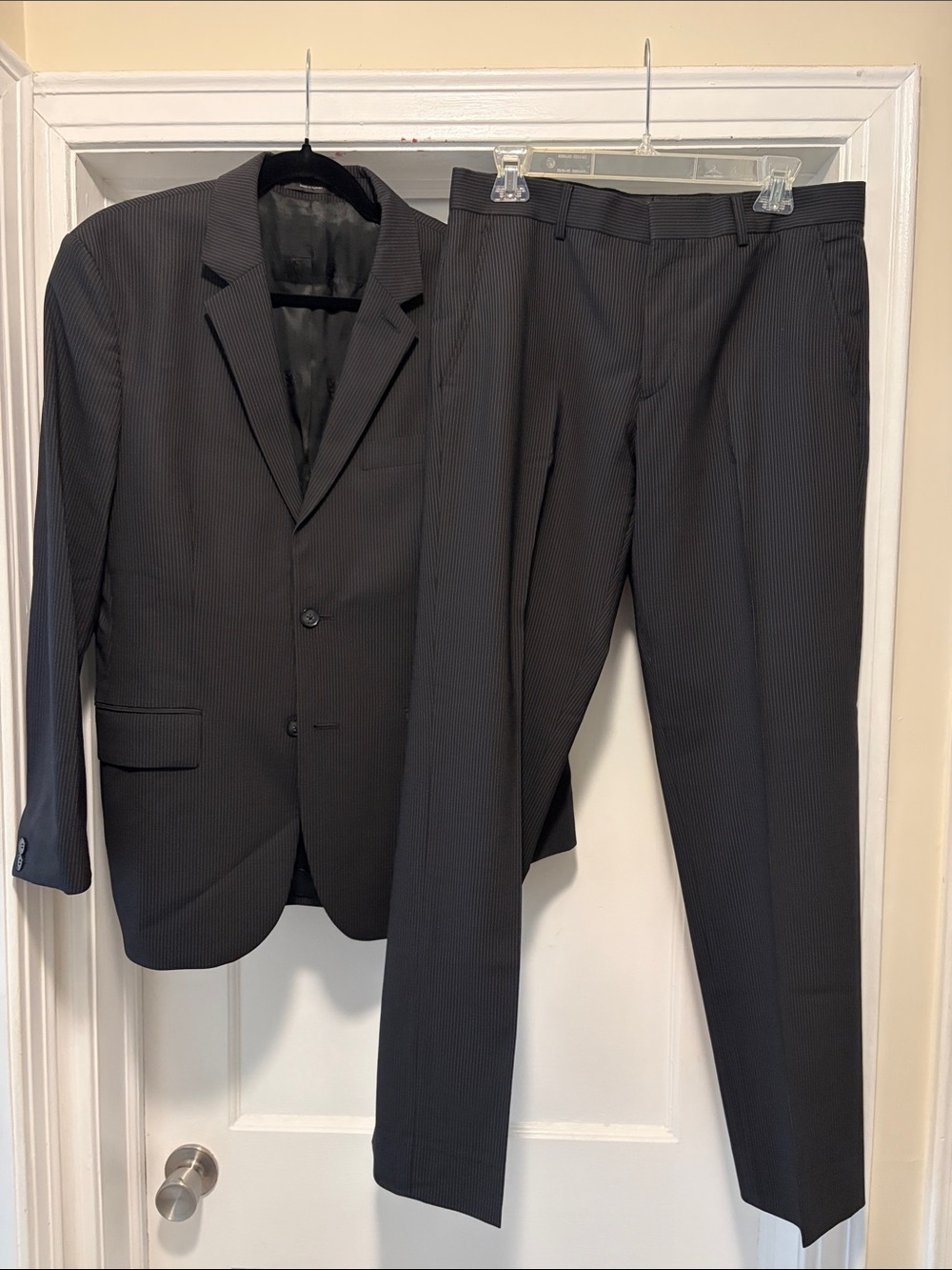 Express Men's Black Pinstripe Suit Blazer & Trousers